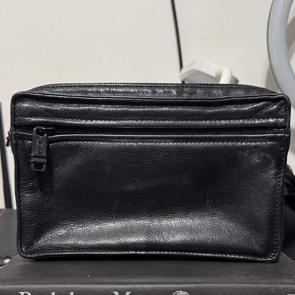 Tumi Black Leather Toiletry Bag